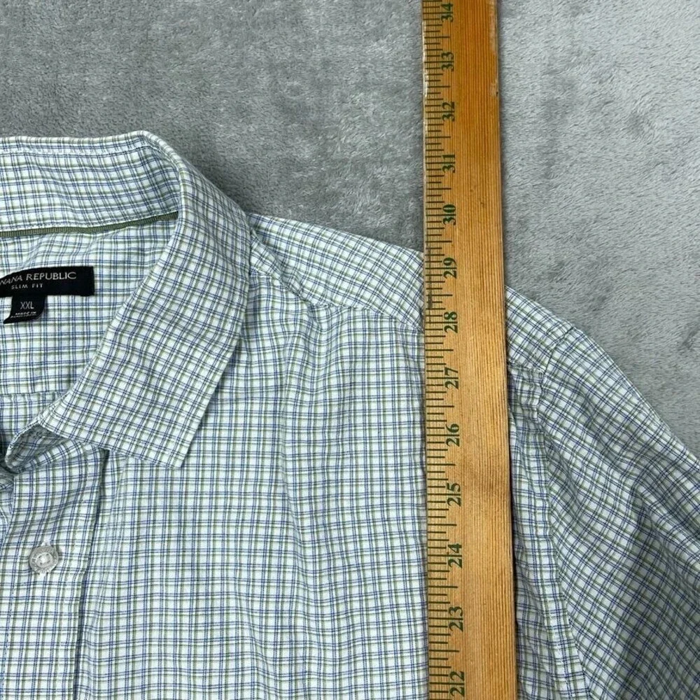 Banana Republic Slim Fit Plaid Dress Shirt XXL Long Sleeve Cotton a0965